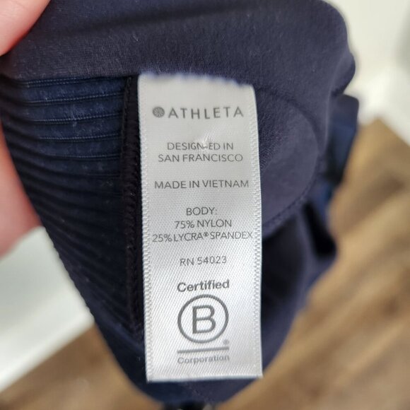 Athleta M MEDIUM Aura High Rise Split Flare Pant, Navy Blue Yoga Pants - Picture 7 of 7